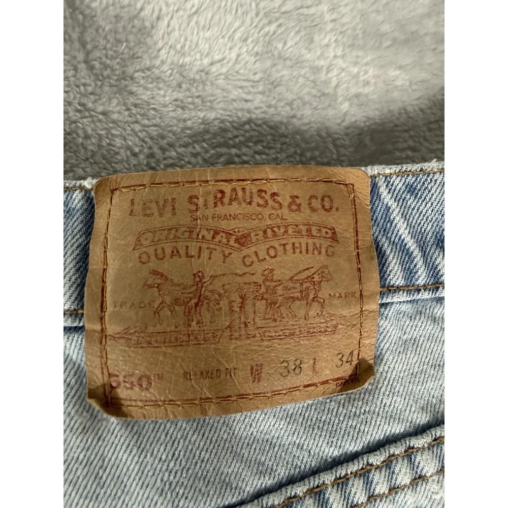 Levis 550 Jeans Mens 38x34 Relaxed Fit Straight Leg Made In USA 90's Light Wash